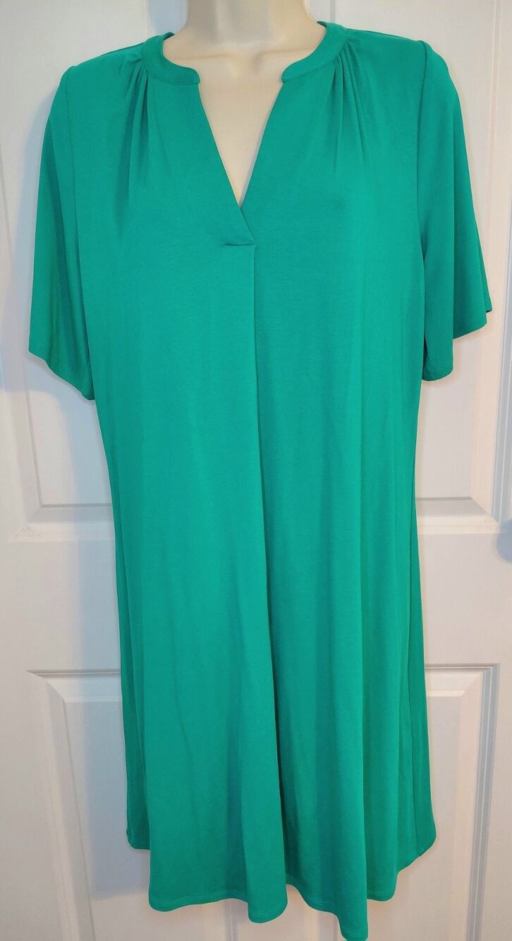 NWT J. Jill Wearever Shirred Flutter-Sleeve Dress Kelly Green Med Cover Up Mini